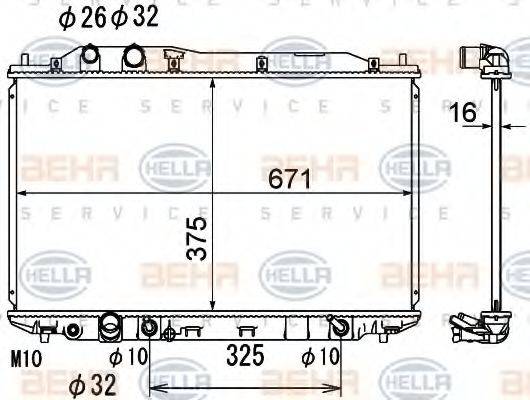 HELLA 8MK376790481 Радіатор, охолодження двигуна