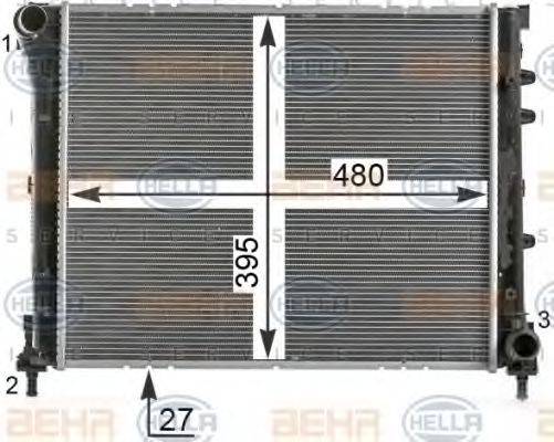 HELLA 8MK376900174 Радіатор, охолодження двигуна