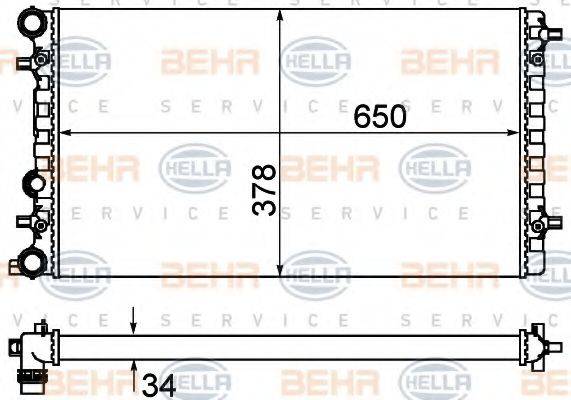 HELLA 8MK376901091 Радіатор, охолодження двигуна