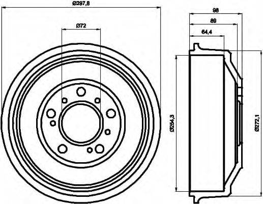 HELLA 8DT355300061 Гальмівний барабан