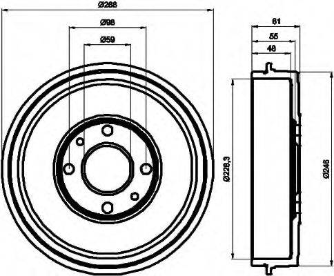 HELLA 8DT355300071 Гальмівний барабан