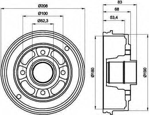 HELLA 8DT355300351 Гальмівний барабан