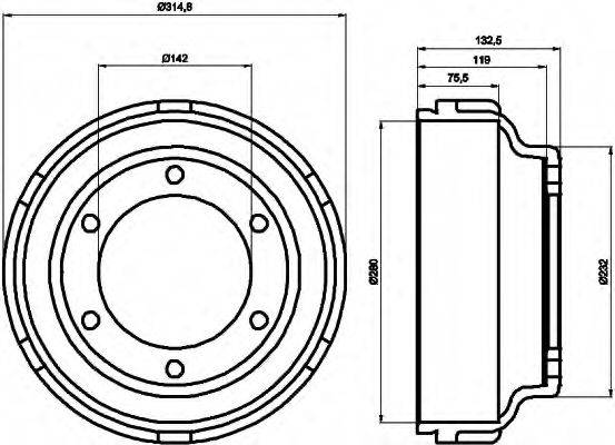 HELLA 8DT355300471 Гальмівний барабан