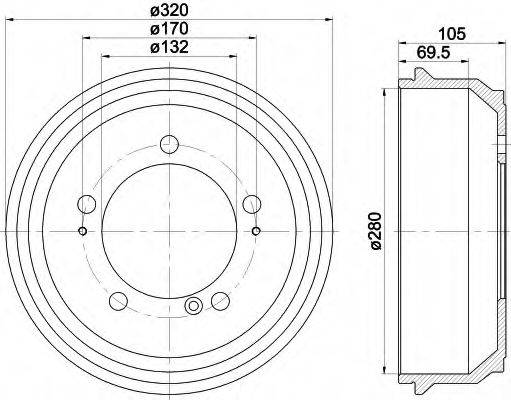 HELLA 8DT355300631 Гальмівний барабан