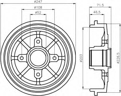 HELLA 8DT355300731 Гальмівний барабан