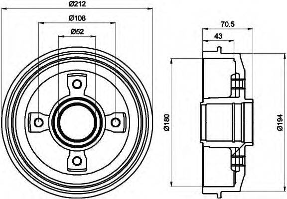 HELLA 8DT355301211 Гальмівний барабан