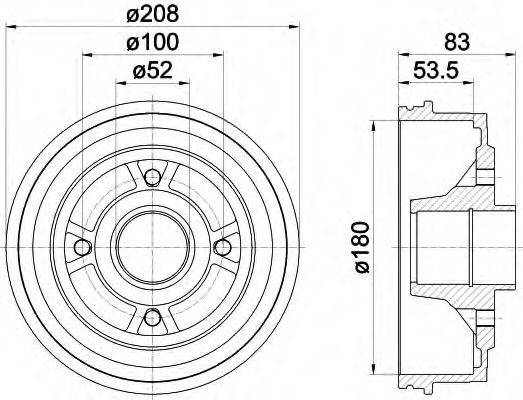 HELLA 8DT355301261 Гальмівний барабан