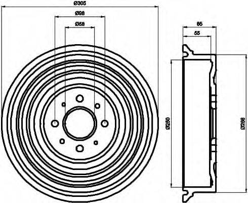 HELLA 8DT355301531 Гальмівний барабан