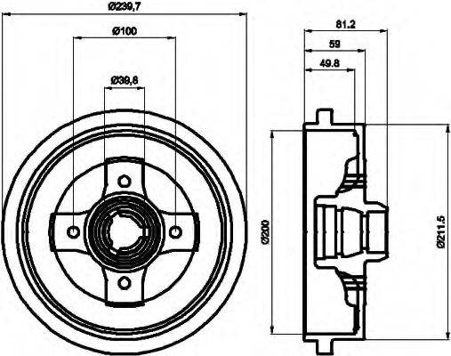 HELLA 8DT355301701 Гальмівний барабан