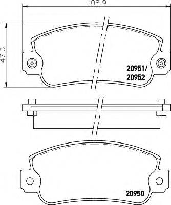 HELLA 8DB355007121 Комплект гальмівних колодок, дискове гальмо