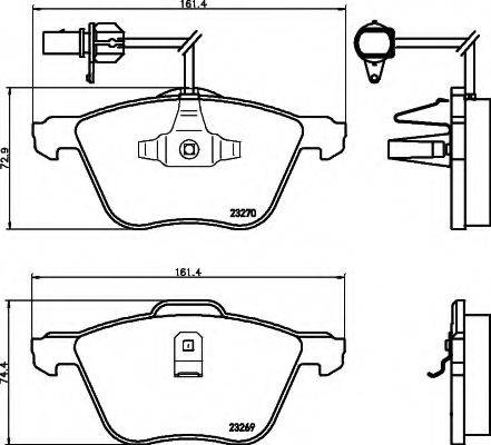 HELLA 8DB355008921 Комплект гальмівних колодок, дискове гальмо