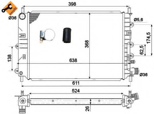 NRF 514436 Радіатор, охолодження двигуна