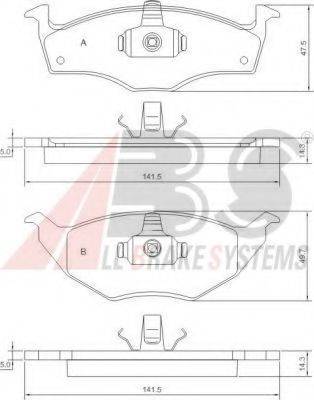 A.B.S. 37238OE Комплект гальмівних колодок, дискове гальмо