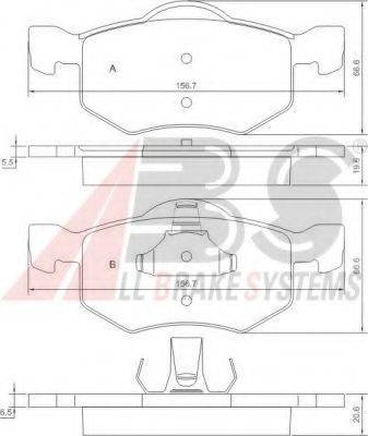 A.B.S. 37255OE Комплект гальмівних колодок, дискове гальмо