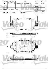 VALEO 601287 Комплект гальмівних колодок, дискове гальмо