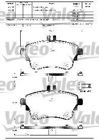 VALEO 601317 Комплект гальмівних колодок, дискове гальмо