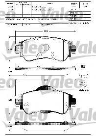 VALEO 601293 Комплект гальмівних колодок, дискове гальмо