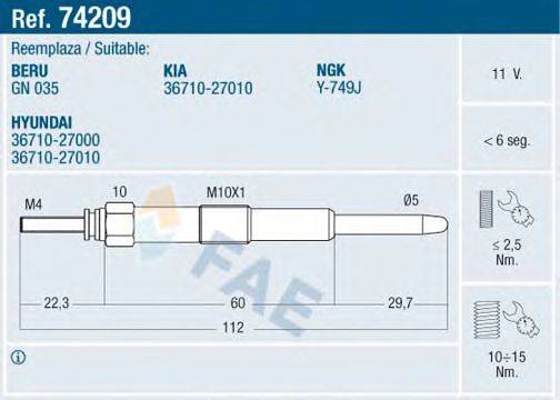 FAE 74209 Свічка розжарювання