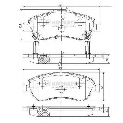 NIPPARTS N3604066 Комплект гальмівних колодок, дискове гальмо