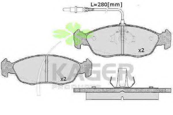 KAGER 350010 Комплект гальмівних колодок, дискове гальмо