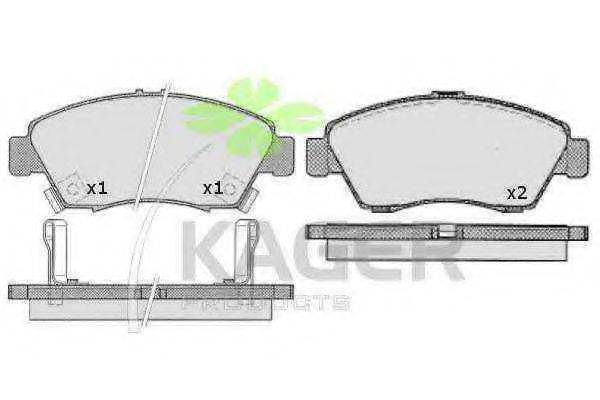 KAGER 350594 Комплект гальмівних колодок, дискове гальмо