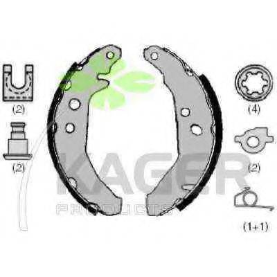 KAGER 340164 Комплект гальмівних колодок
