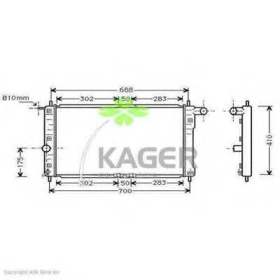 KAGER 310303 Радіатор, охолодження двигуна