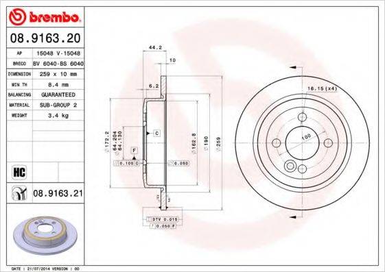 BRECO BS6040 гальмівний диск