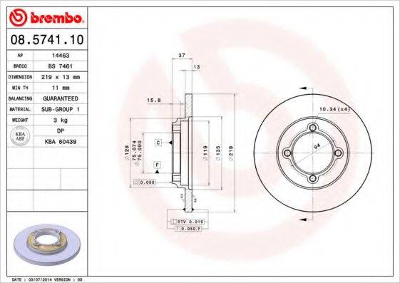 BRECO BS7461 гальмівний диск