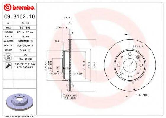 BRECO BS7893 гальмівний диск