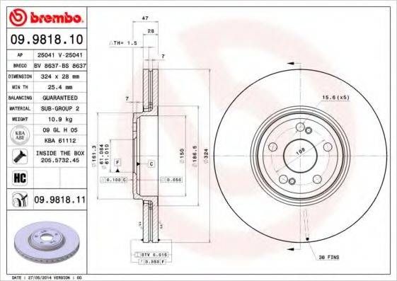 BRECO BS8637 гальмівний диск