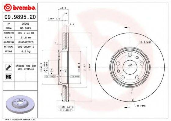 BRECO BS8873 гальмівний диск