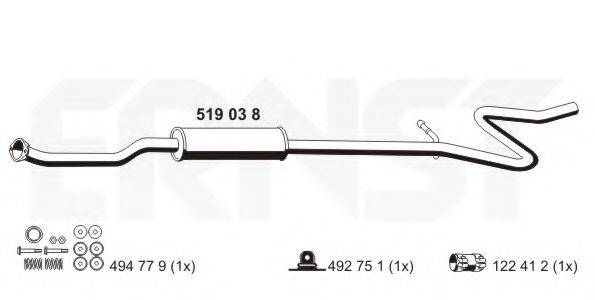 ERNST 519038 Середній глушник вихлопних газів