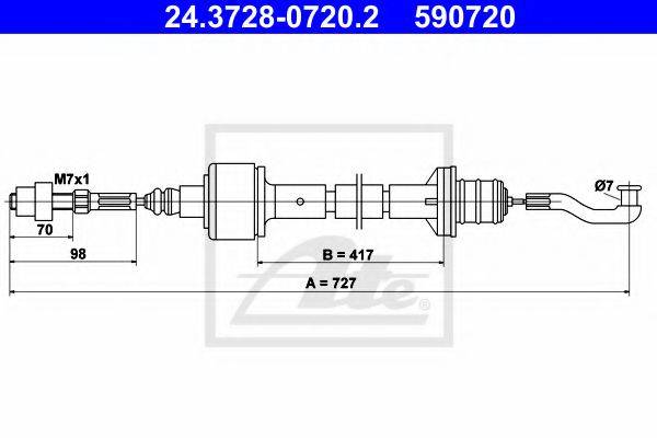 ATE 24372807202 Трос, управління зчепленням