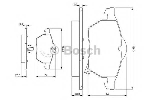 BOSCH 0986424461 Комплект гальмівних колодок, дискове гальмо