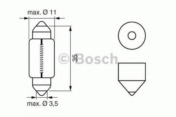 BOSCH 1987302281 Лампа розжарювання; ліхтар освітлення номерного знака; Лампа розжарювання, освітлення салону