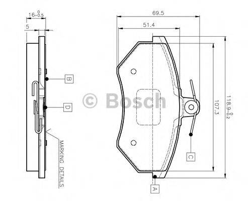 BOSCH 0986TB2004 Комплект гальмівних колодок, дискове гальмо