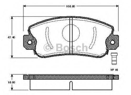 BOSCH 0986TB2201 Комплект гальмівних колодок, дискове гальмо