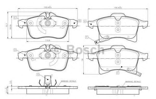 BOSCH 0986TB2459 Комплект гальмівних колодок, дискове гальмо