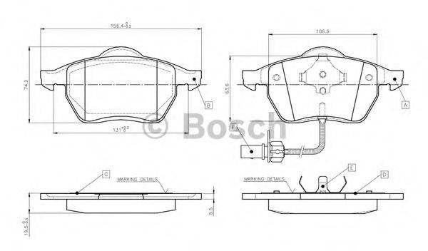 BOSCH 0986TB2673 Комплект гальмівних колодок, дискове гальмо