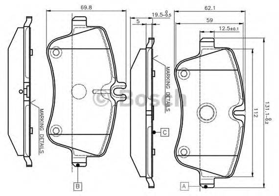 BOSCH 0986TB2814 Комплект гальмівних колодок, дискове гальмо