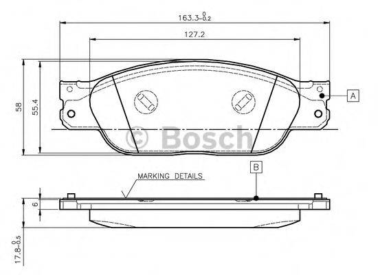 BOSCH 0986TB2955 Комплект гальмівних колодок, дискове гальмо