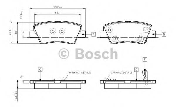 BOSCH 0986TB3102 Комплект гальмівних колодок, дискове гальмо