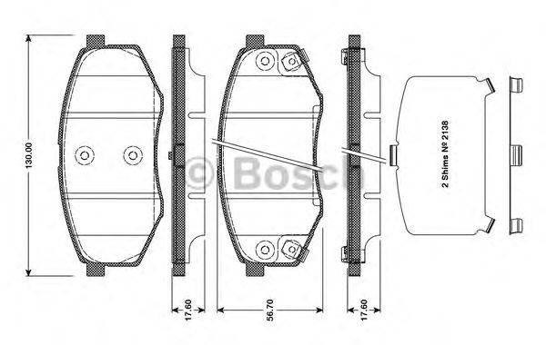 BOSCH 0986TB3113 Комплект гальмівних колодок, дискове гальмо