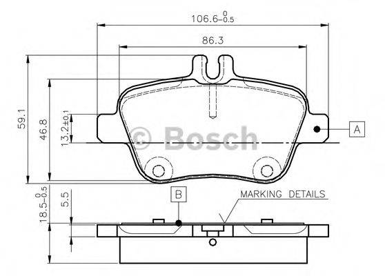 BOSCH 0986TB3145 Комплект гальмівних колодок, дискове гальмо