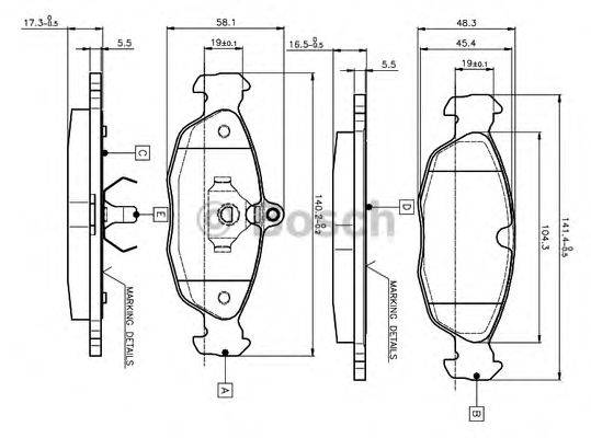 BOSCH 0986TB2021 Комплект гальмівних колодок, дискове гальмо