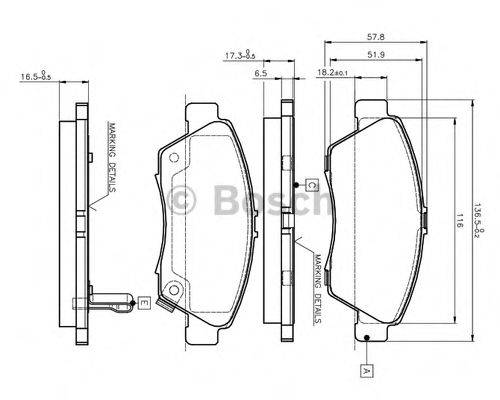 BOSCH 0986TB2232 Комплект гальмівних колодок, дискове гальмо