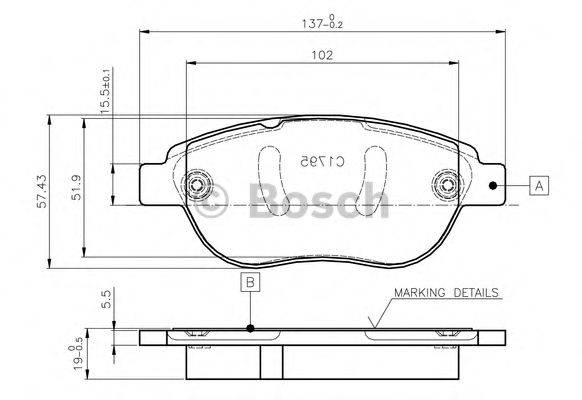 BOSCH 0986TB2409 Комплект гальмівних колодок, дискове гальмо