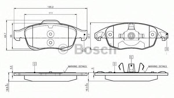 BOSCH 0986TB2949 Комплект гальмівних колодок, дискове гальмо