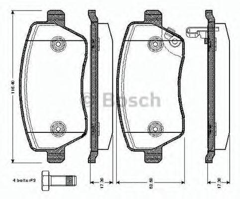 BOSCH 0986TB2965 Комплект гальмівних колодок, дискове гальмо